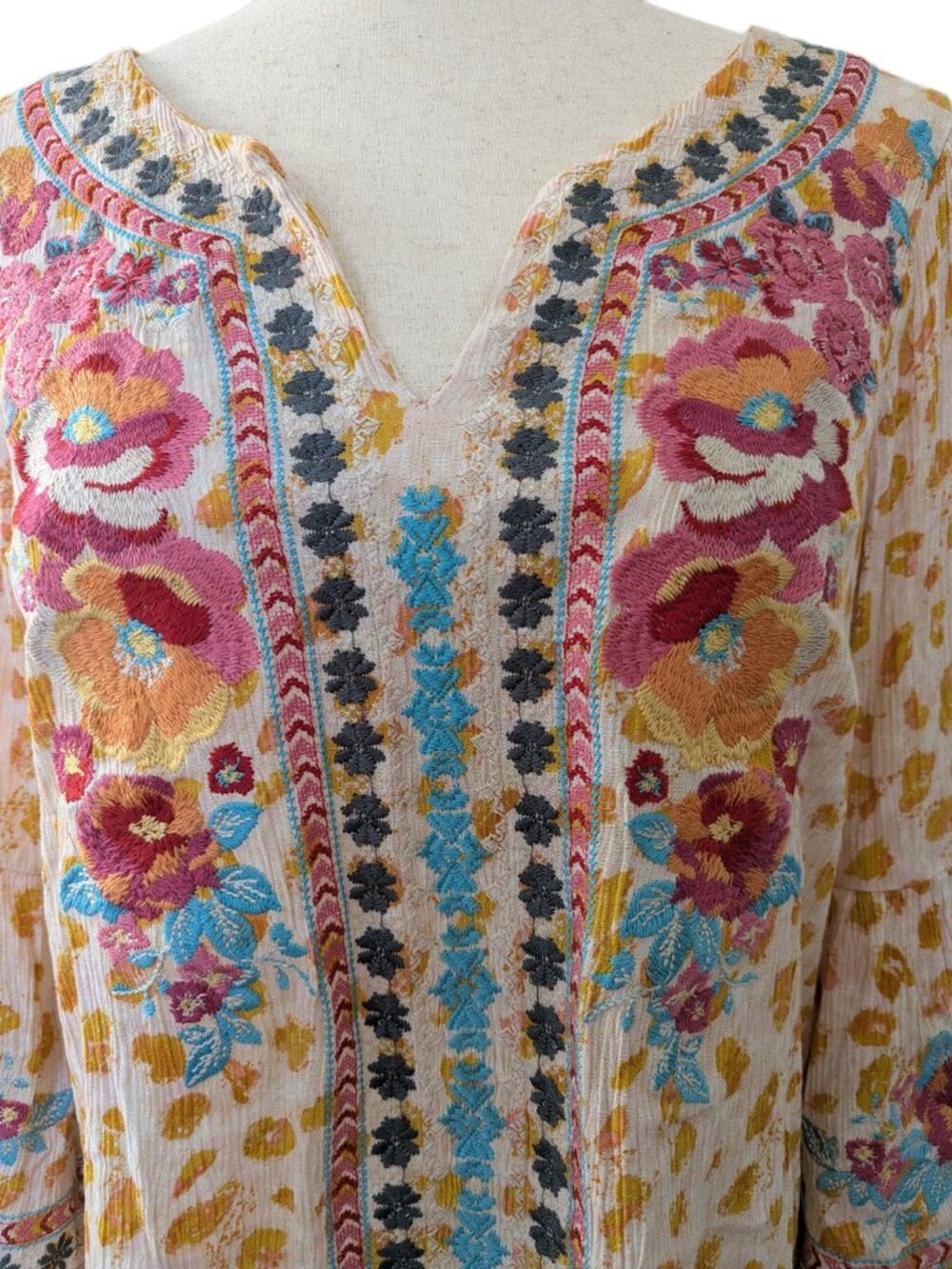 Savanna Jane Cream and Camel Boho Embroidery Top - Picture 8 of 16